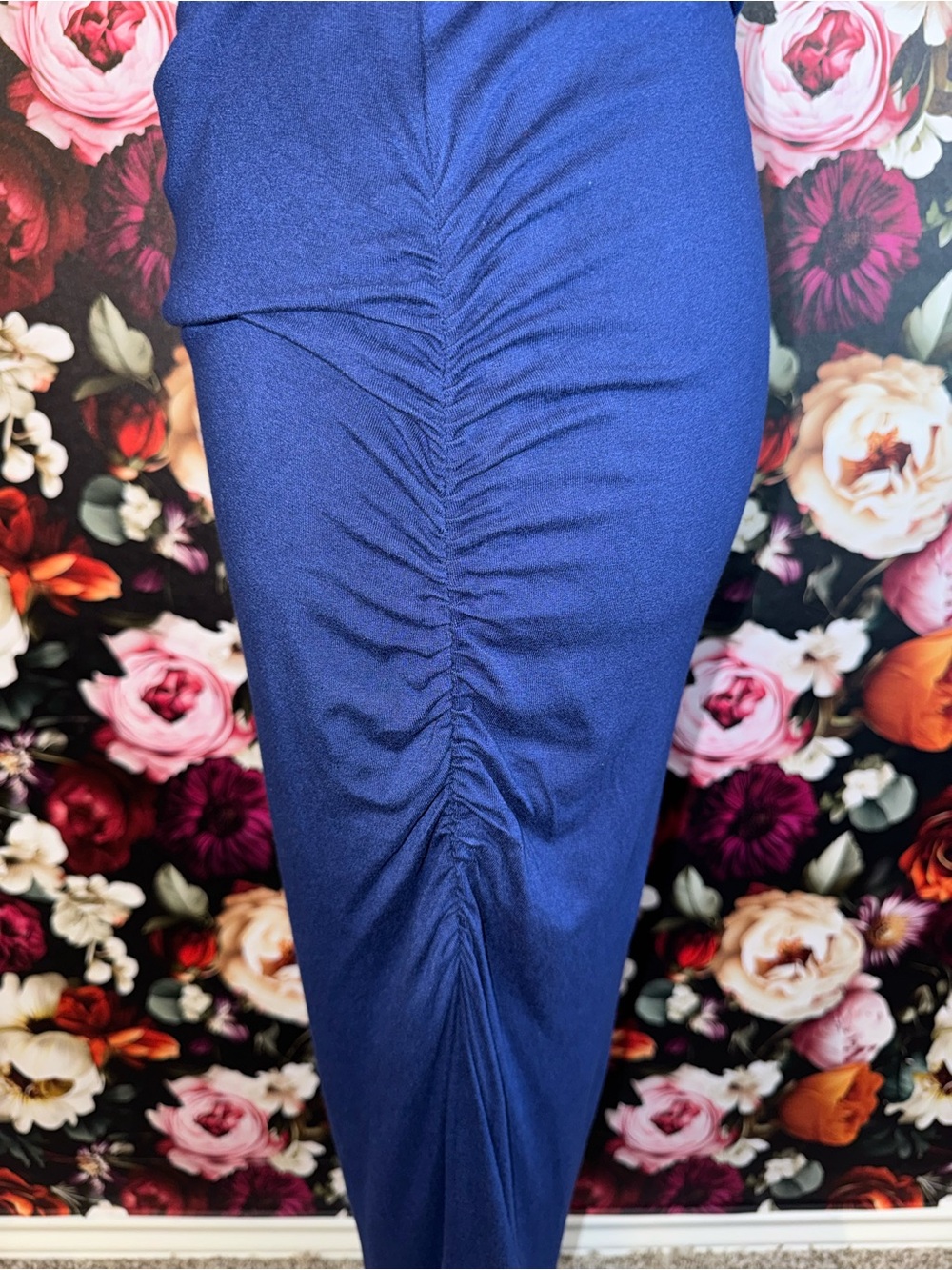 Victoria's Secret Royal Blue Sleeveless Maxi Dress w/ Ruching & Slit, S, Short - Picture 10 of 13